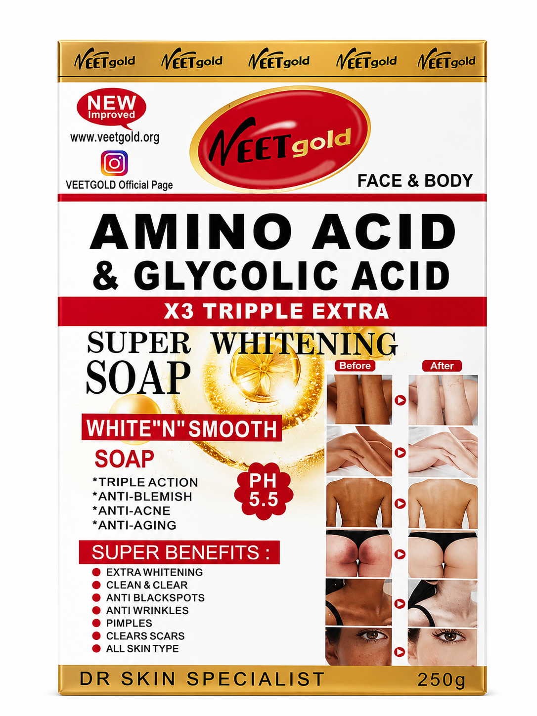 Veetgold Amino Acid & Glycolic Acid Body Soap